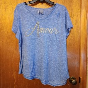 New Directions Weekend asymmetrical top with gold accent